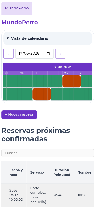 App Canivo – agenda del día